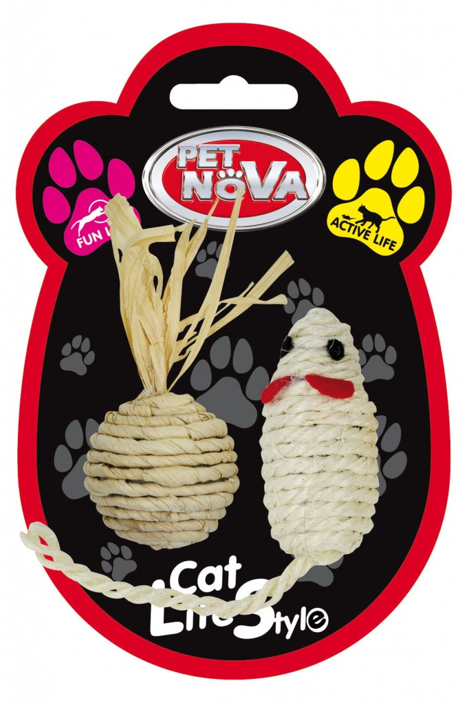 Іграшка для котів Мишка і куля Pet Nova 7х3 см