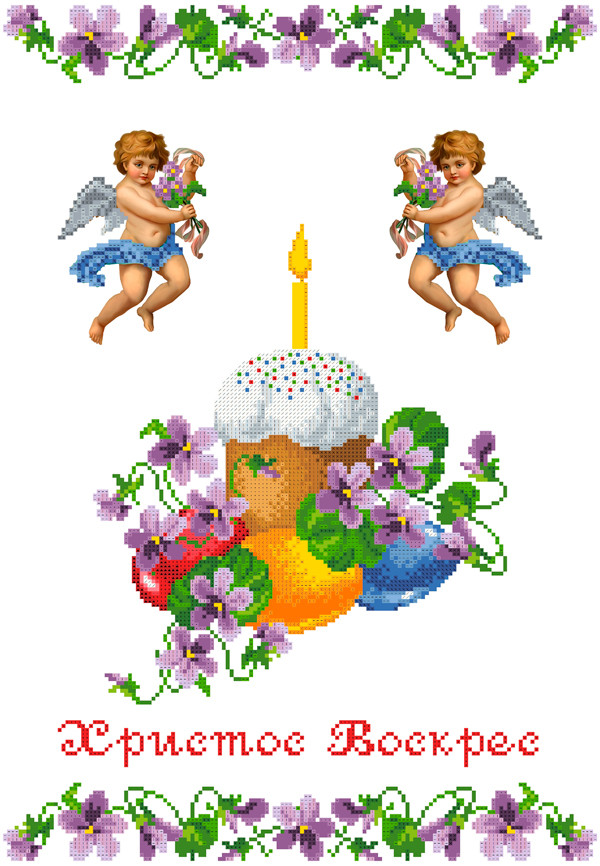 ХВВ-093. Схема для вишивки бісером Великодній рушник, фото 1