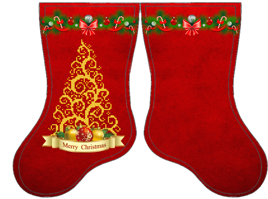 СКВ-186. Схема для вишивки бісером Новорічний чобіток., фото 1