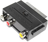 Перехідник шт.Скарт-3г.RCA з перемикачем (IN-OUT), корпус пластик