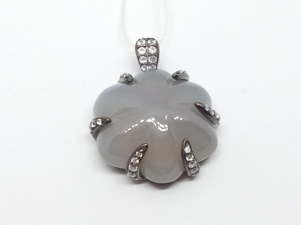 Срібна підвіска з агатом і фіанітами. 135527В