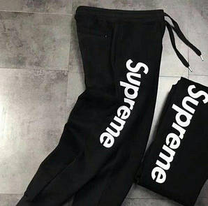 Брюки Supreme чорні чоловічі з кишенями, Штани Суприм, джоггер трикотажні СУПРЕМ принт Сюпрім Літні \ Зимові