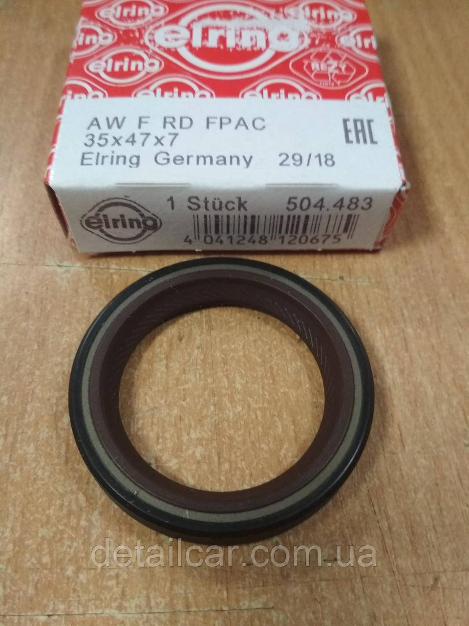 Сальник (уплотнительное кольцо) коленвала передний DACIA, RENAULT, 504.483 "ELRING" - Германия - фото 1 - id-p838167734