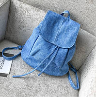 Тканинний жіночий рюкзак на шнурках 29, 15, Тканина, Блакитний, 28