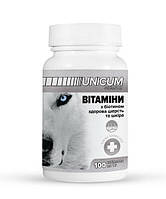 Витамины UNICUM premium для собак с биотином для здоровой шерсти и кожи 100 табл.