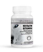 Мультивитамины UNICUM premium для собак общеукрепляющий комплекс с омега-3 и омега-6 100 табл.