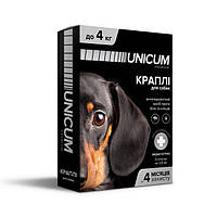 Краплі Unicum premium (Унікум Преміум) від бліх та кліщів для собак вагою до 4 кг (упаковка 3 піпетки)