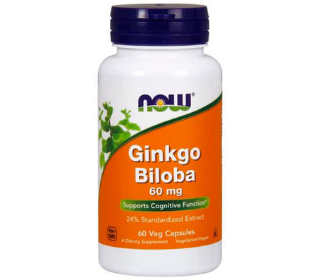NOW Ginkgo Biloba 60 mg 60 caps, фото 1