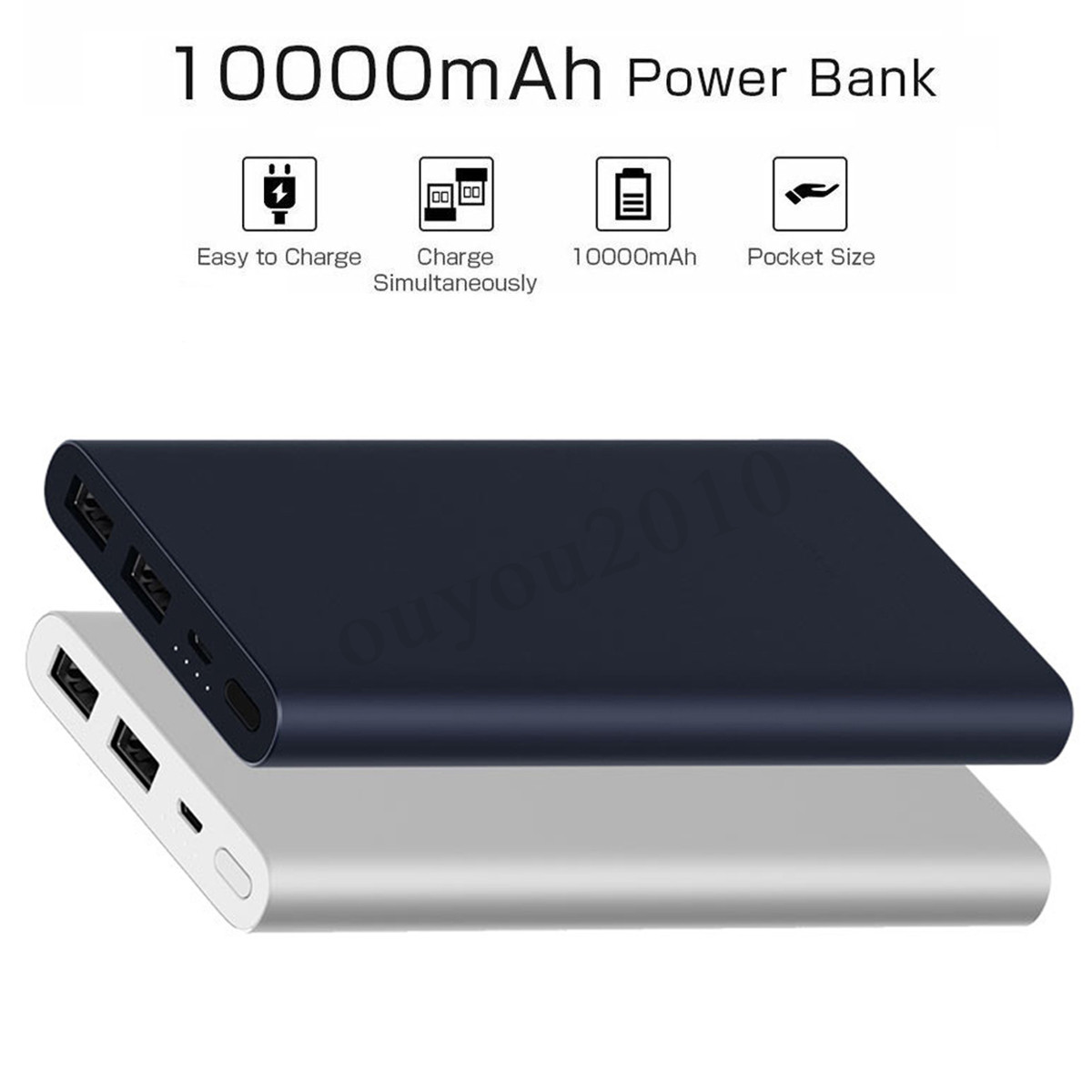 Зовнішній акумулятор (Power Bank) Xiaomi Mi Power Bank 2S 10000 mAh Silver (VXN4229CN) PLM09ZM