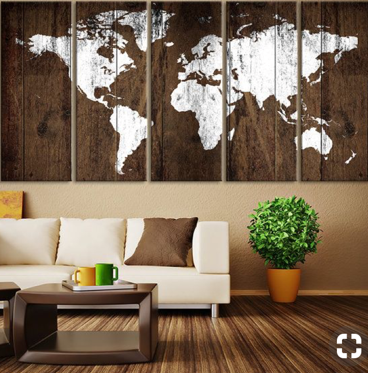 Панно на стіну з дерева — "Карта світу" з дерева 3*1,5м