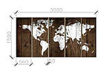 Оригінальне панно на стіну з дерева "Карта світу" з дерева 3*1,5м, фото 3
