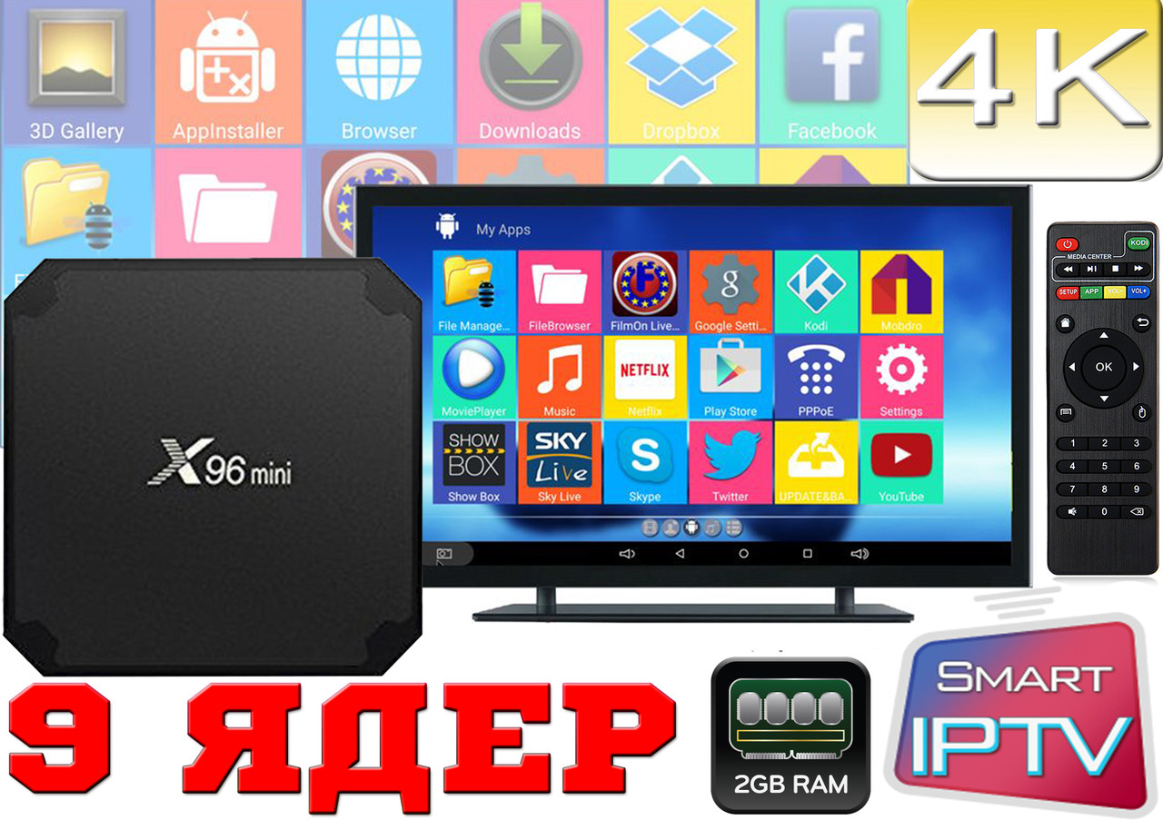 Android Smart TV, TV box, IPTV, TB/TV приставка 2 GB ОЗУ! Android 7 Хіт продажів. НАЛАШТОВАНА