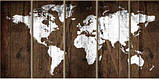 Панно декоративне настінне дерев'яне — "Карта світу" з дерева 3*1,5м, фото 2