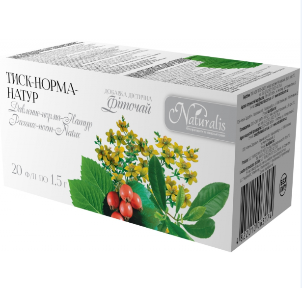 У разі підвищеного тиску Фіточай Тиск-Норма-Натур, 20 шт. по 1.5 г, фото 1