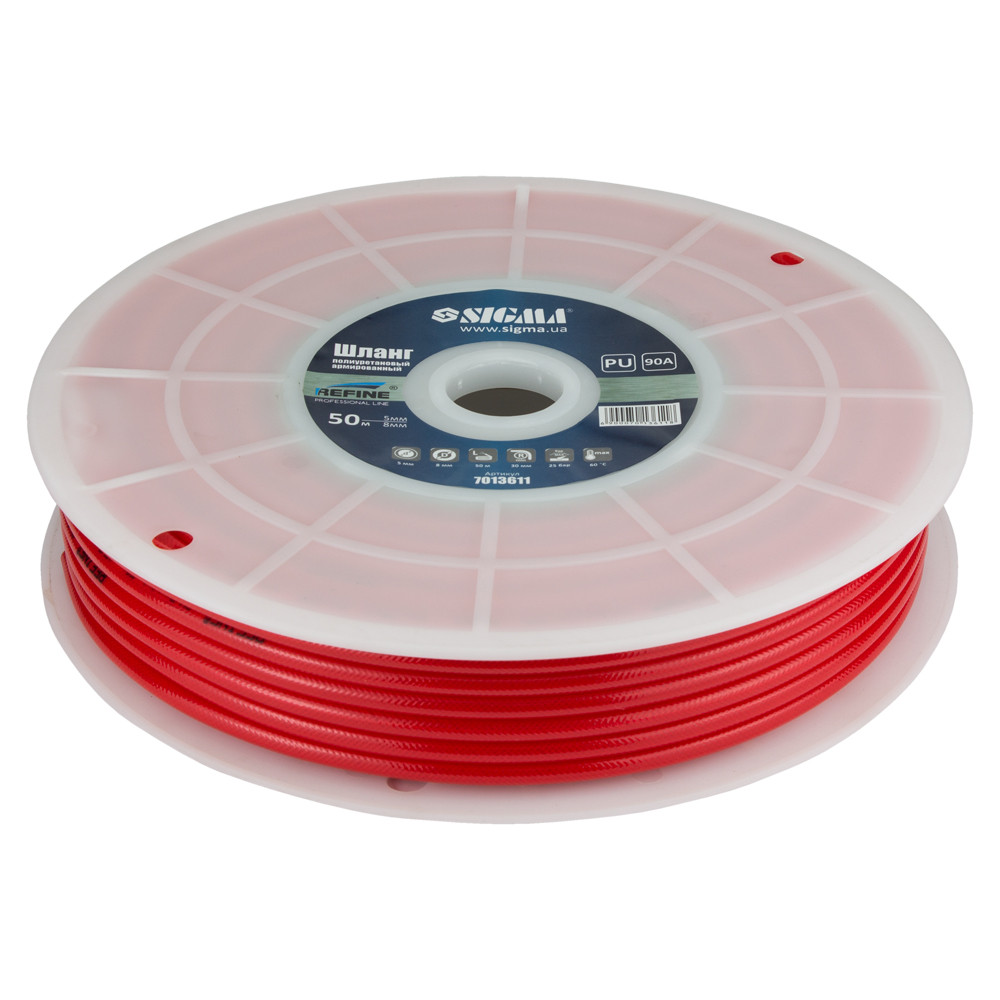 Шланг в бухті поліуретановий (PU) армований 50м 5.5×8мм Refine (7013611), фото 1