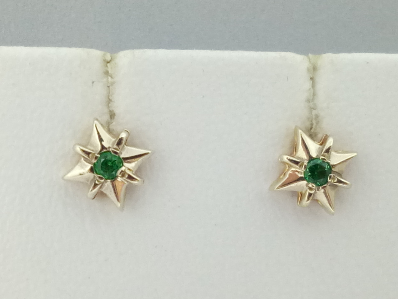 Золоті сережки-пуссети з фіанітами. 11120035, фото 1