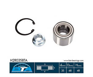 Комплект підшипника задньої маточини (+ABS) на Рено Трафік III з 14 г. / BTA H2R035BTA, фото 1