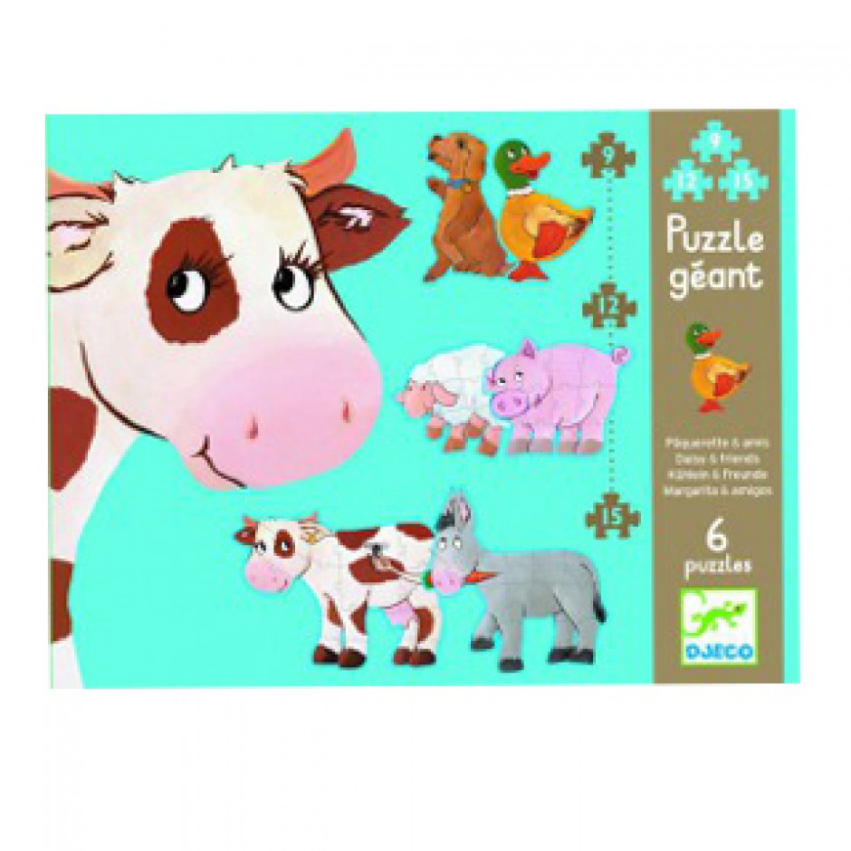DJECO Пазл 9х12х15 гігант Корова Маргарита і її друзі, фото 1