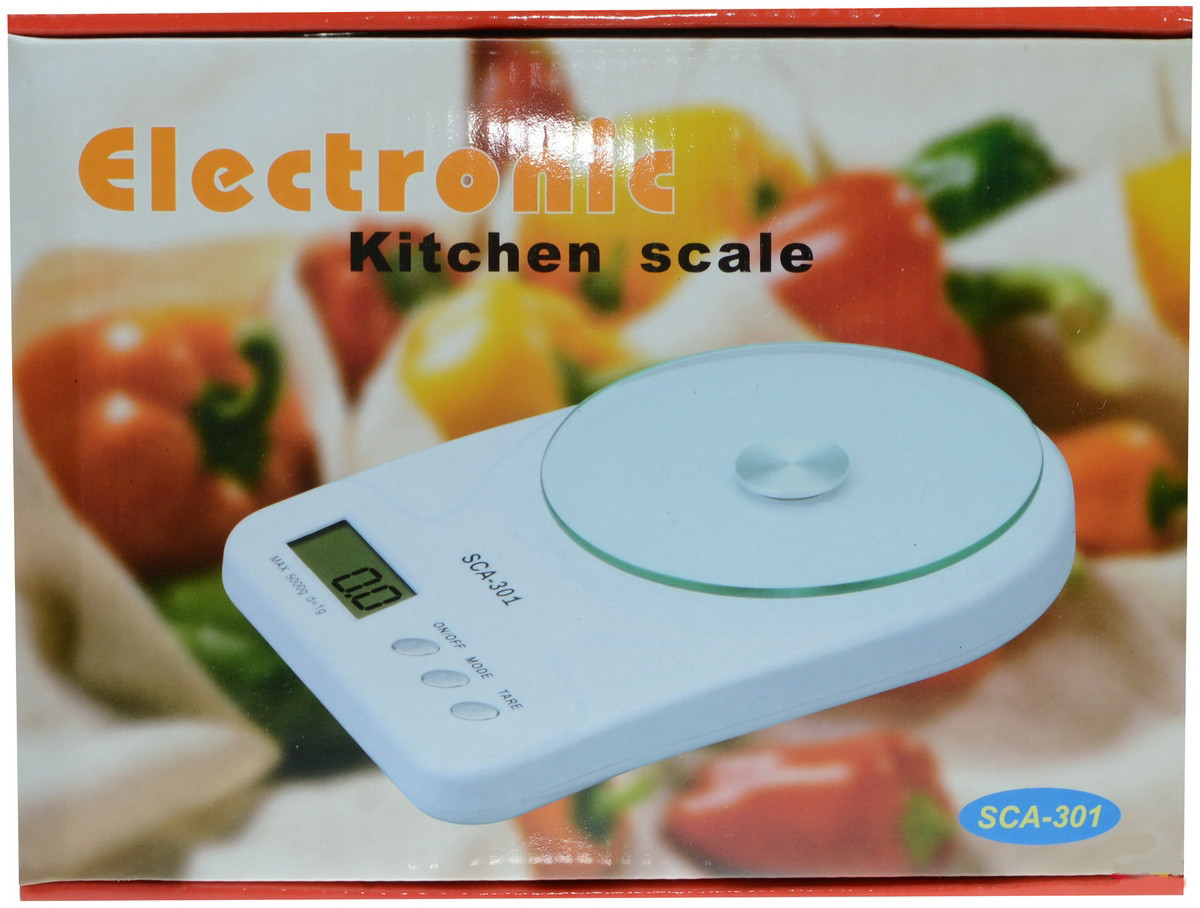 Кухонные электронные весы со стеклянной чашей SСА 301 5 кг + батарейки (белый) - фото 2 - id-p435661433