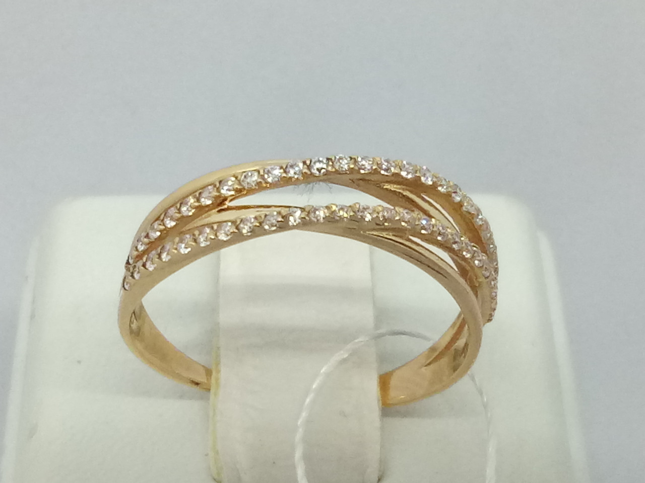 Золоте кільце з фіанітами. КВ1168И 17,5