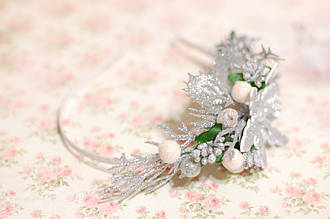 Обруч для волосся / ободок на голову новорічний Сніжинка 85