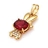 Кулон Зайчик, з червоним цирконієм, позолота Xuping, 18К, фото 2