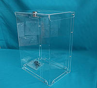 Скринька для благодійності прозора акрилова з замком (600×400×200 мм)