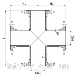 Хрестовина чавунна фланцева Ду100х100, фото 2