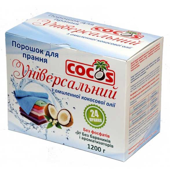 Пральний порошок Cocos Універсальний з омиленої кокосової олії безфосфатний 24 прання