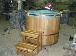 Купіль дерев'яна збірно-розбірна з м'яким ПВХ вкладишем 130*120см