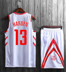 Баскетбольна форма біла Harden No13 (майка + шорти) Houston Rockets