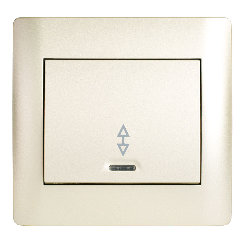 Купить Выключатель проходной с подсветкой (с рамкой) LXL Oscar шампань ...