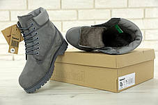 Зимние ботинки Timberland grey, мужские ботинки с натуральным мехом. ТОП Реплика ААА класса., фото 2