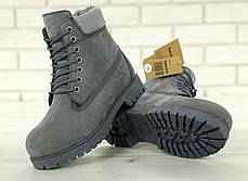 Зимние ботинки Timberland grey, мужские ботинки с натуральным мехом. ТОП Реплика ААА класса., фото 3