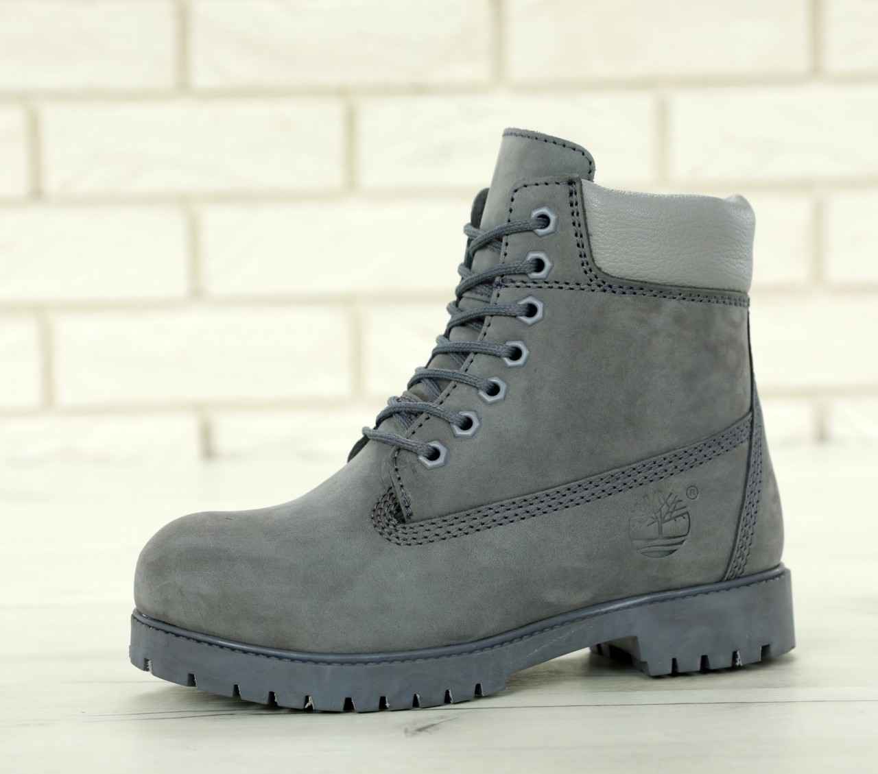 Зимние ботинки Timberland grey, мужские ботинки с натуральным мехом. ТОП Реплика ААА класса.