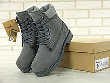 Зимние ботинки Timberland grey, мужские ботинки с натуральным мехом. ТОП Реплика ААА класса., фото 2