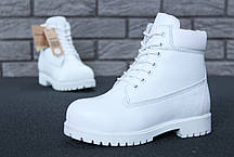 Зимові черевики Timberland White, жіночі черевики з вовняним хутром. ТОП Репліка ААА класу., фото 2