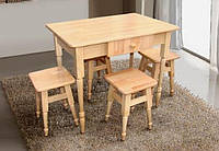 Комплект Кухонный деревянный стол + 4 табурета