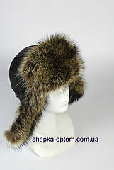 Чоловіча шапка-вушанка з хутра єнота