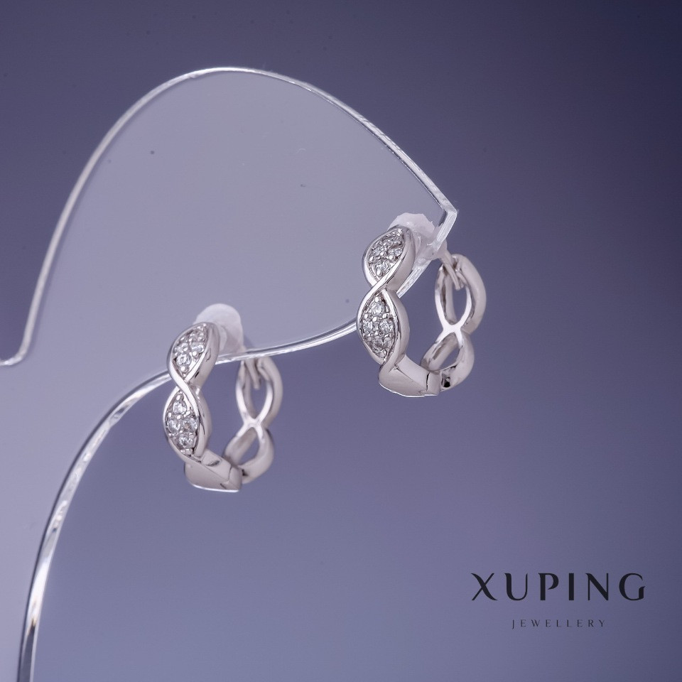 Сережки Xuping 13х4мм родій