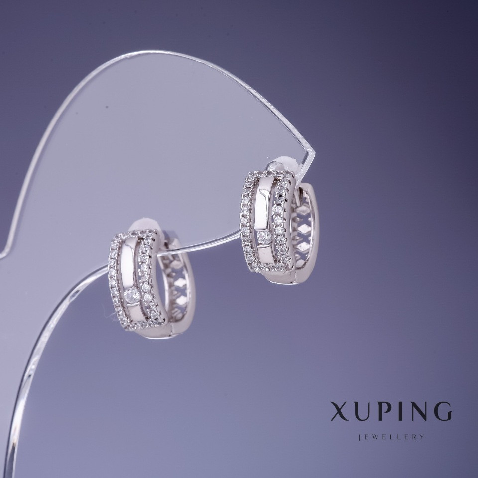 Сережки Xuping 5х12мм родій