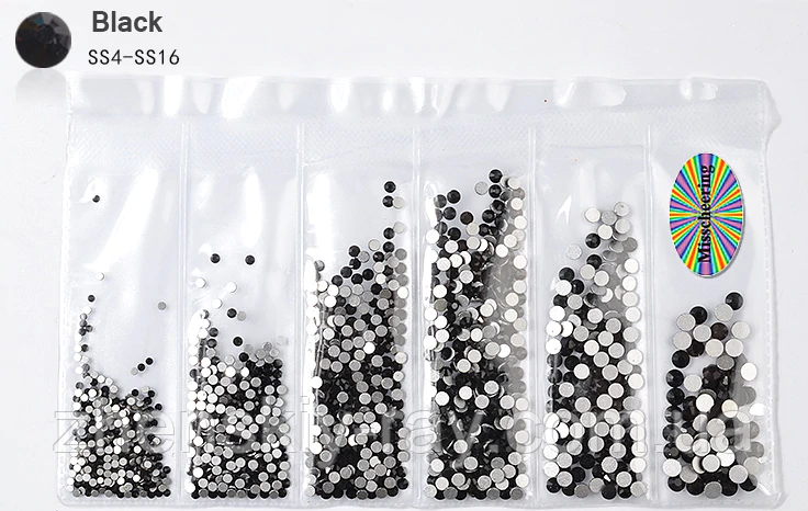 Mix каменів Swarovski шість розмірів ЧОРНІ, 1400 шт., фото 1
