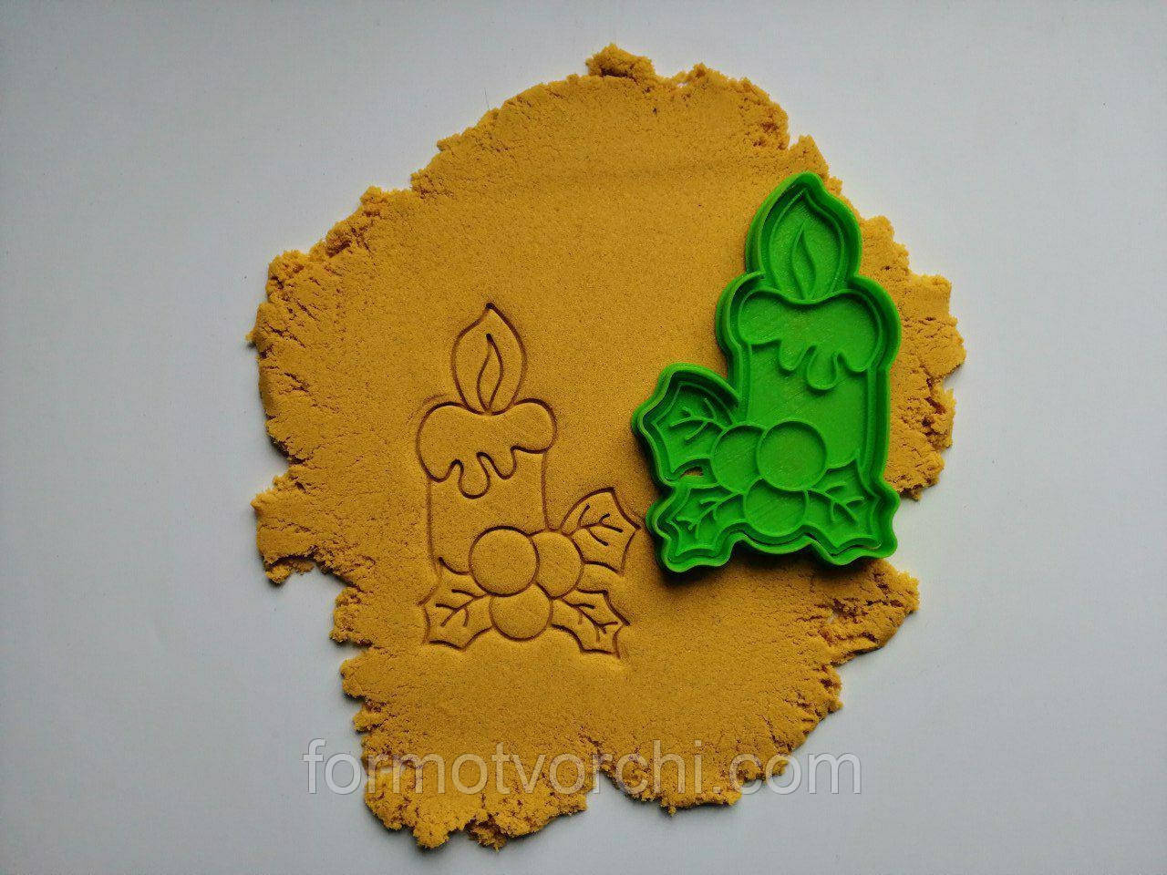 3D-формочки-вирубки для пряників "Свічка з різдвяним листом"