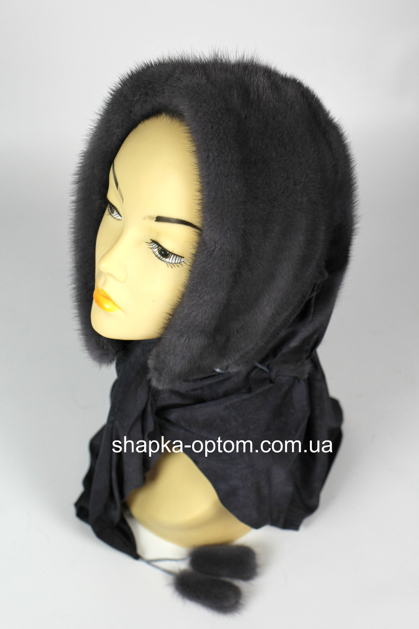 Хустка жіноча з хутра норки "Графіт", фото 1