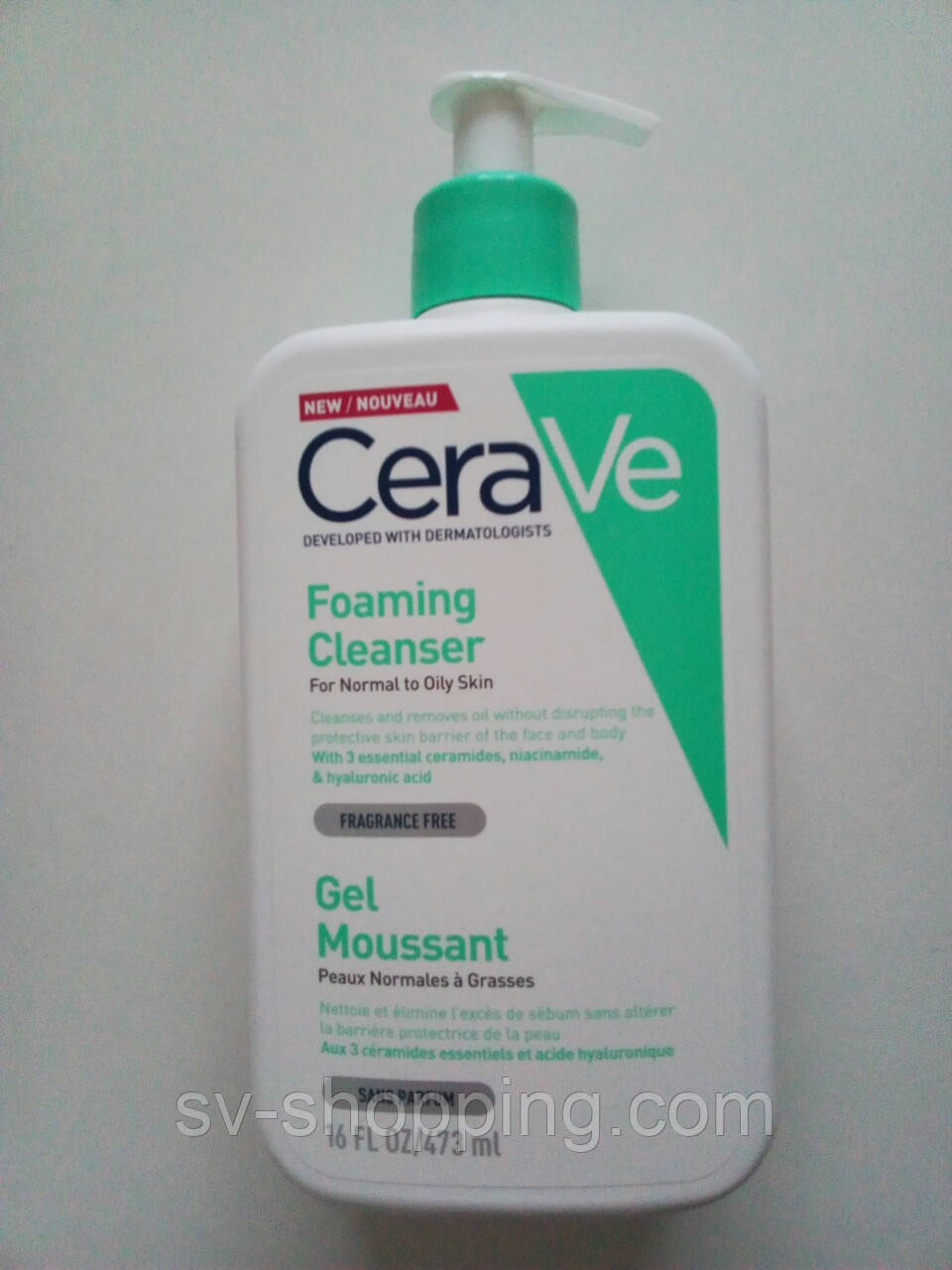 Очищаючий гель для нормальної та жирної шкіри CeraVe Foaming Cleanser, 473 мл