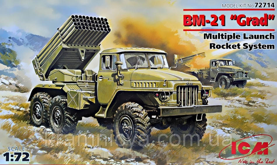 Збірна модель: Реактивна система залпового вогню БM-21 'Град' (ICM72714), фото 1