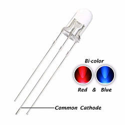 Світлодіод 5 мм червоний-синій, загальний катод (матовий)