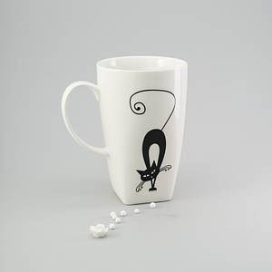 Чашка для чаю Кішка 500 мл біла чашка кераміка