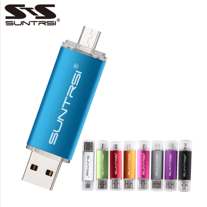 Флешка USB двостороння з Micro USB металева SUNTRSI 32GB
