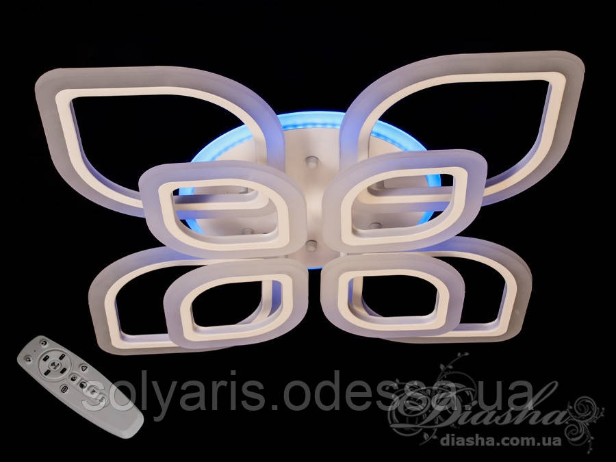 Стельова LED-люстра з димером і підсвіткою, 150 W A8073/4+4BK LED 3color dimmer (чорна,біла,сіра, коричнева)